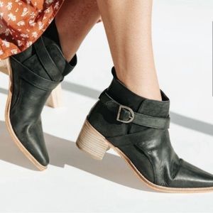 NEW Free People Back Loop Ankle Boot in Washed Black
